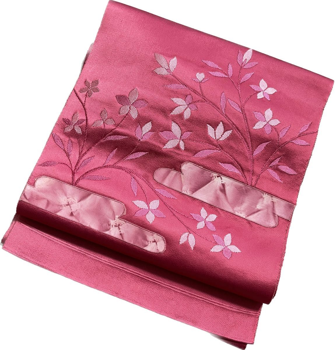 【102】名古屋帯 松葉仕立て ピンク 着物・小紋・紬やリメイクなどに