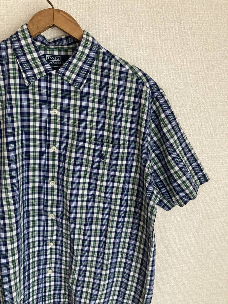 90年代 Ralph Lauren オープンカラーシャツ Mサイズ ADAMS ラルフローレン 開襟シャツ ヴィンテージシャツの画像5