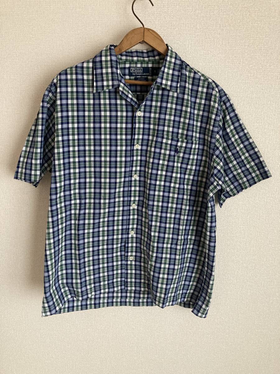 90年代 Ralph Lauren オープンカラーシャツ Mサイズ ADAMS ラルフローレン 開襟シャツ ヴィンテージシャツの画像1