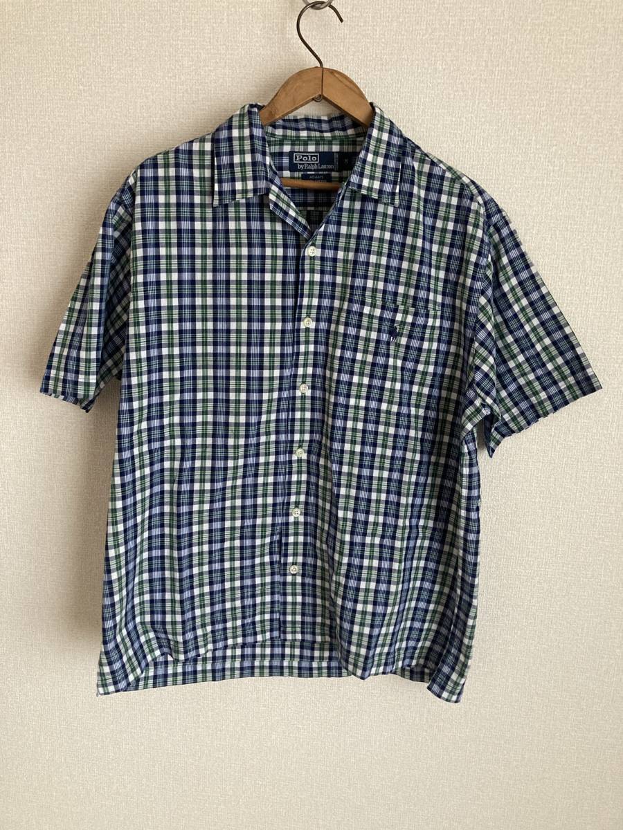 90年代 Ralph Lauren オープンカラーシャツ Mサイズ ADAMS ラルフローレン 開襟シャツ ヴィンテージシャツの画像7