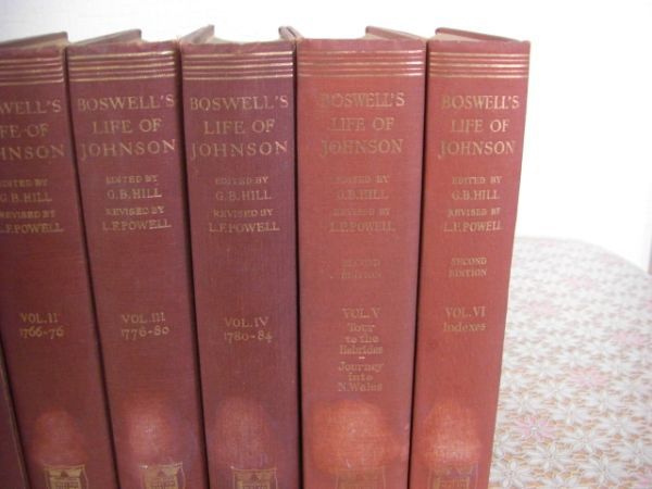 洋書 Boswell's Life of Johnson（The life of Samuel Johnson)全6冊揃 1924年 サミュエル・ジョンソン B1_画像3