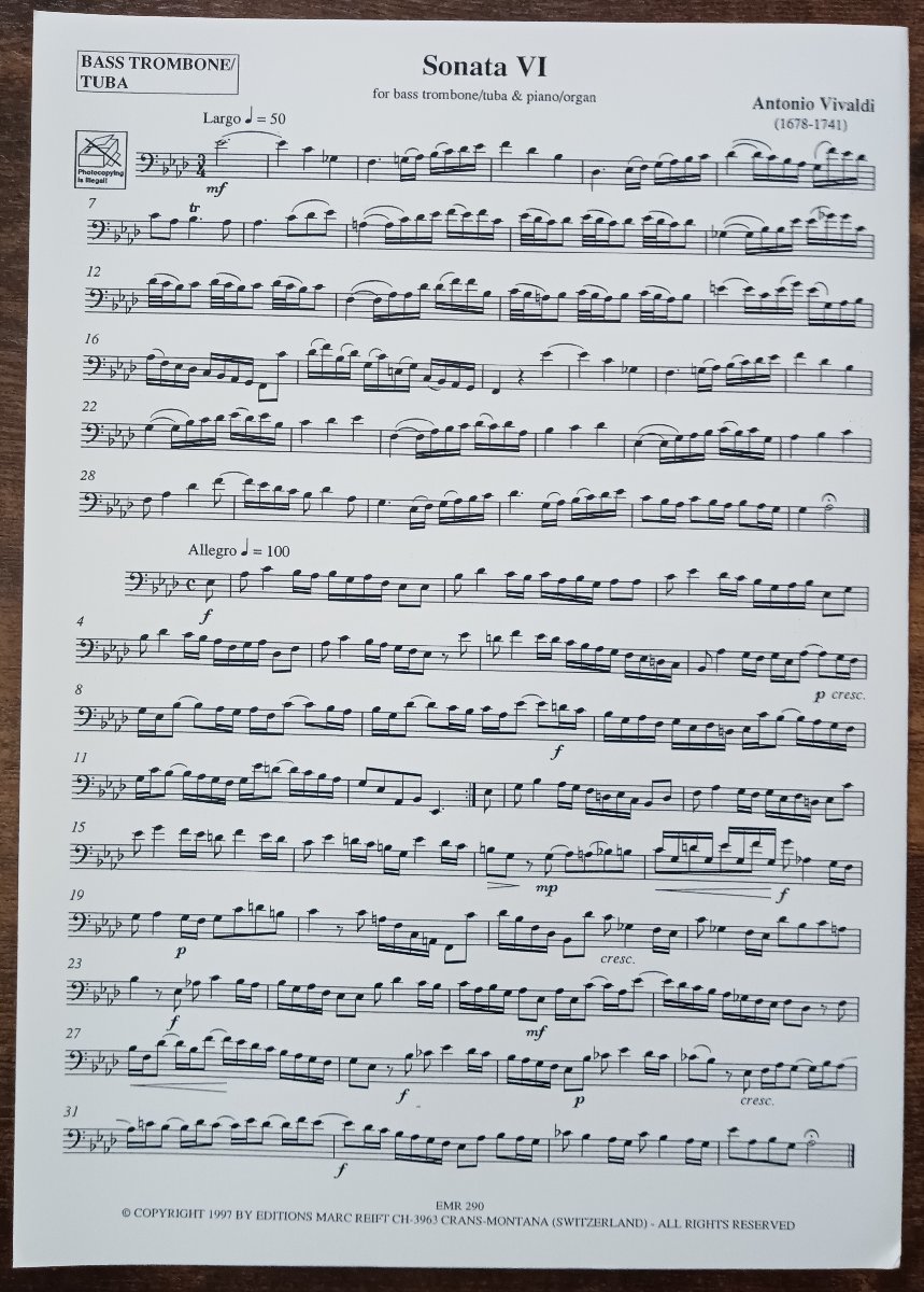  free shipping buss trombone musical score vi Val ti: sonata no. 6 number bus * trombone & piano ( organ )te.-ba
