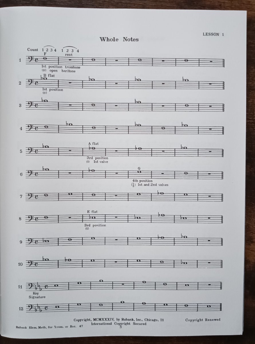  free shipping manual ru Bank novice trombone * euphonium textbook burr ton wind instruments musical score 