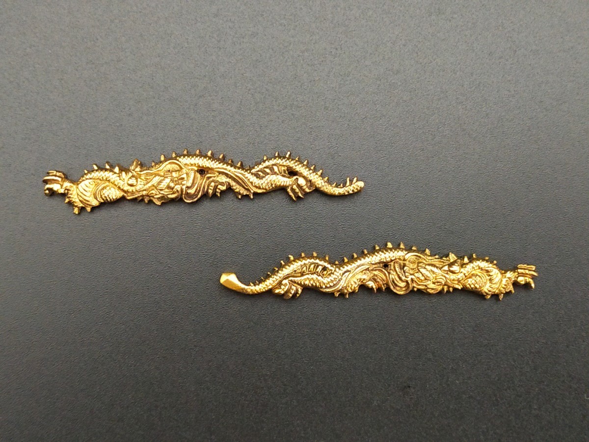 MS36 日本刀装具 目貫 龍 銅製 金工品 拵 刀剣美術の画像1