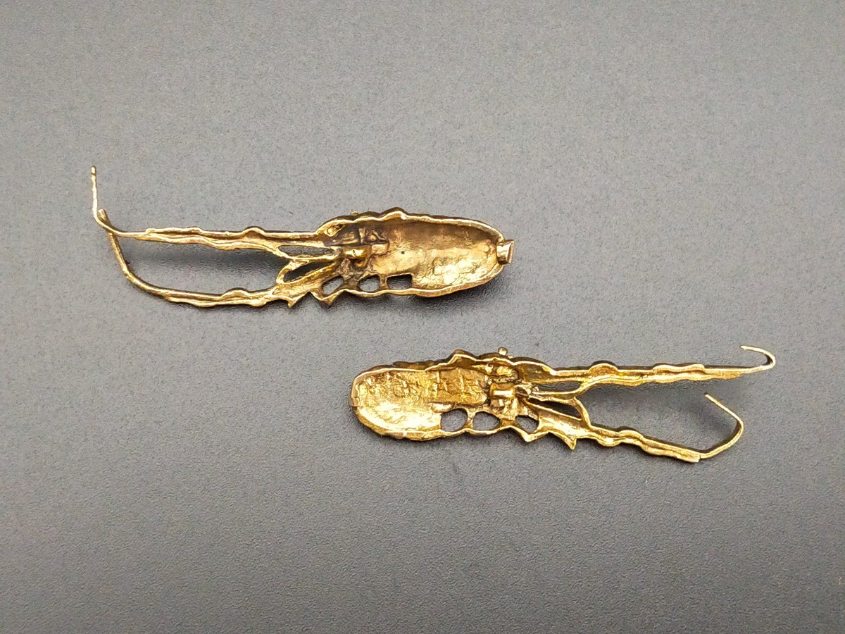 MS25 日本刀装具 目貫 エビ 銅製 金工品 拵 刀剣美術の画像2