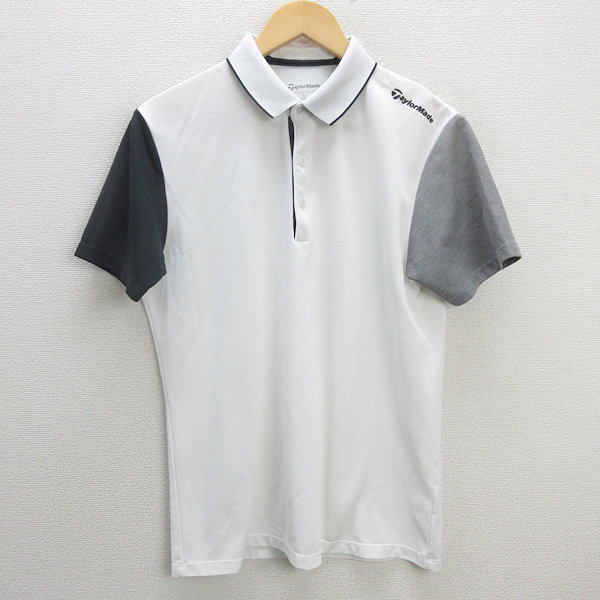 G■テイラーメイド/TaylorMade 半袖ポロシャツ/ゴルフウェア【L】白/men's/47【中古】■_画像1