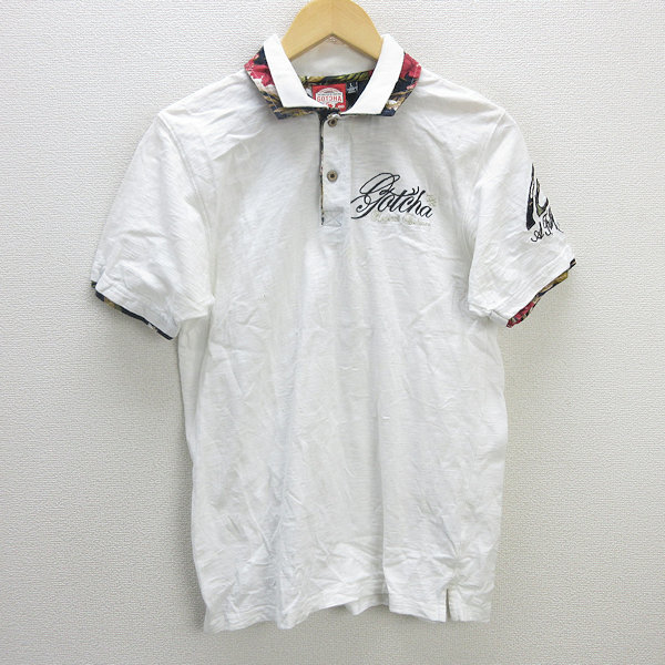 G# Gotcha /GOTCHA рубашка-поло с коротким рукавом [L] белый /men\'s/49[ б/у ]#