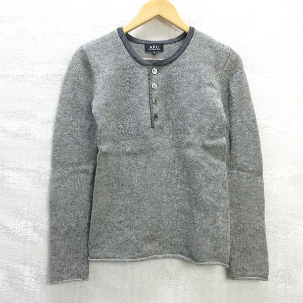 D■アーペーセー/A.P.C. ハーフボタン ウールニット/セーター【S】灰/LADIES向き/1【中古】_画像1