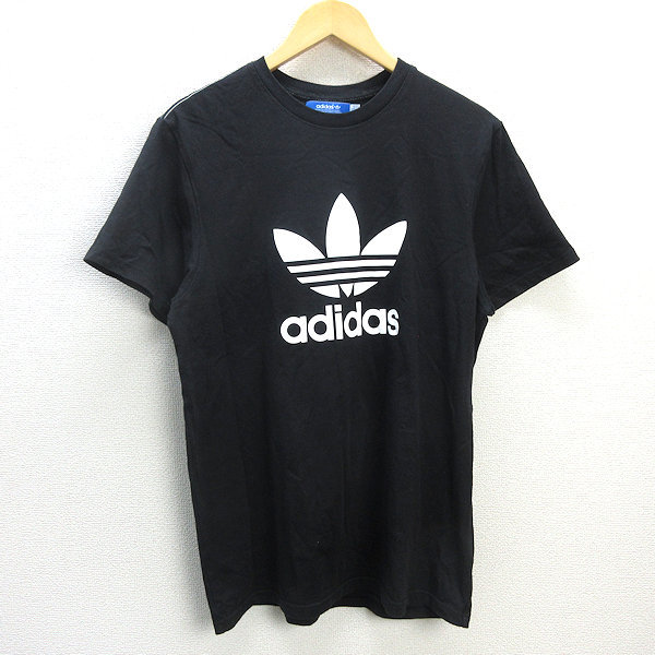 G■アディダス/adidas トレフォイルロゴTシャツ【XO】黒/men's/85【中古】■_画像1