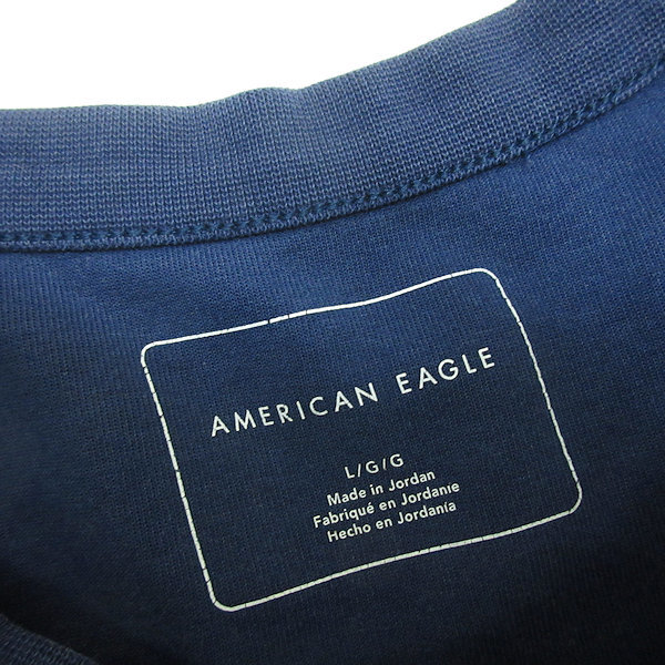 D■アメリカンイーグル/American Eagle ラグラン スウェット トレーナー【L】紺/MENS/16【中古】_画像2