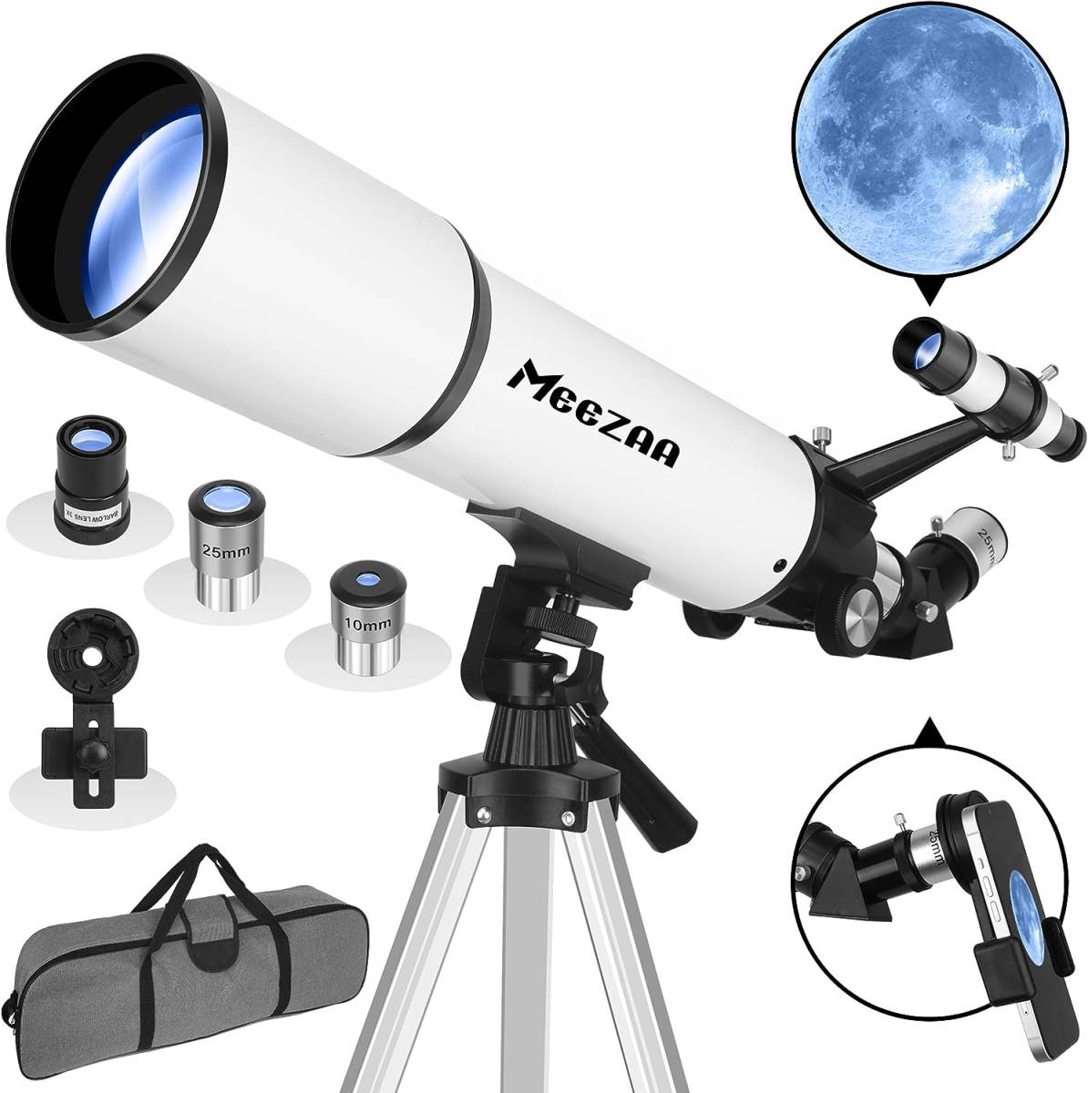  heaven body telescope child beginner .. want ..............80mm large diameter burnt point distance 600mm flexible type tripod smartphone adaptor Japanese instructions 