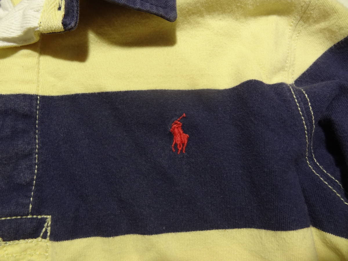 全国送料無料 正規品 ポロ ラルフローレン POLO RALPH LAUREN 子供服キッズ男＆女の子 ワンポイント胸刺 ボーダー長袖ラガーシャツ 130 _画像4