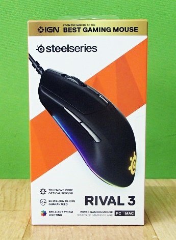 未使用 ゲーミング 有線マウス RIVAL3 SteelSeries 62513 メカニカルスイッチ イルミネーション USB 光学マウス 送料350円_画像1