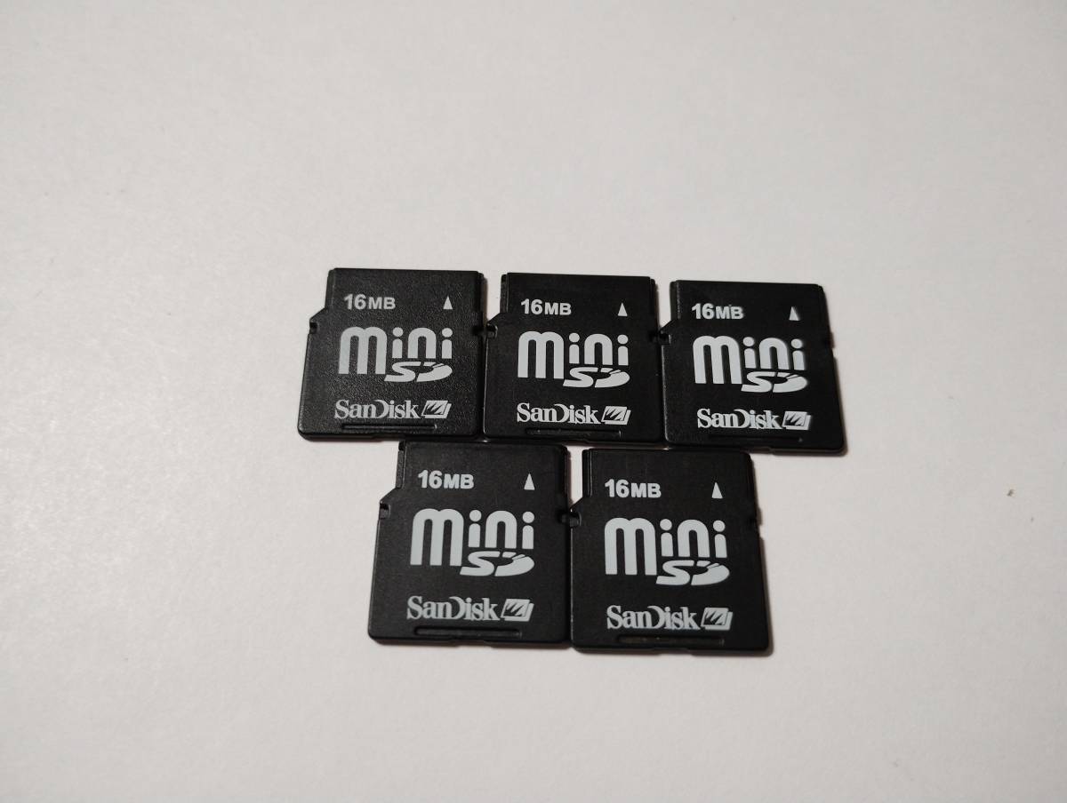 5枚セット　16MB　メガバイト　SanDisk　miniSDカード　メモリーカード ミニSDカード_画像1