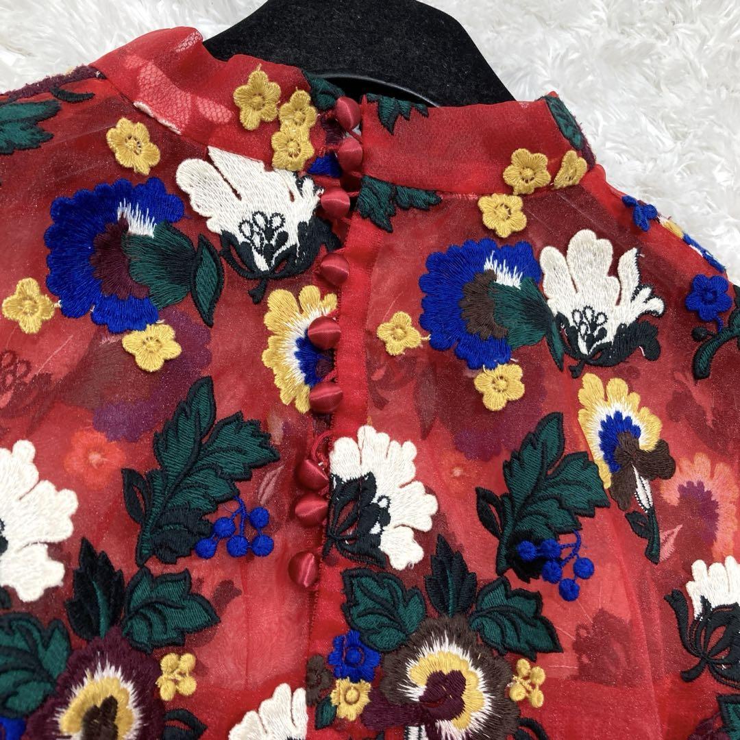 美品 sacai サカイ レース切替 ニット セーター 刺繍 花柄 美品 sacai サカイ レース切替 ニット セーター 刺繍 花柄