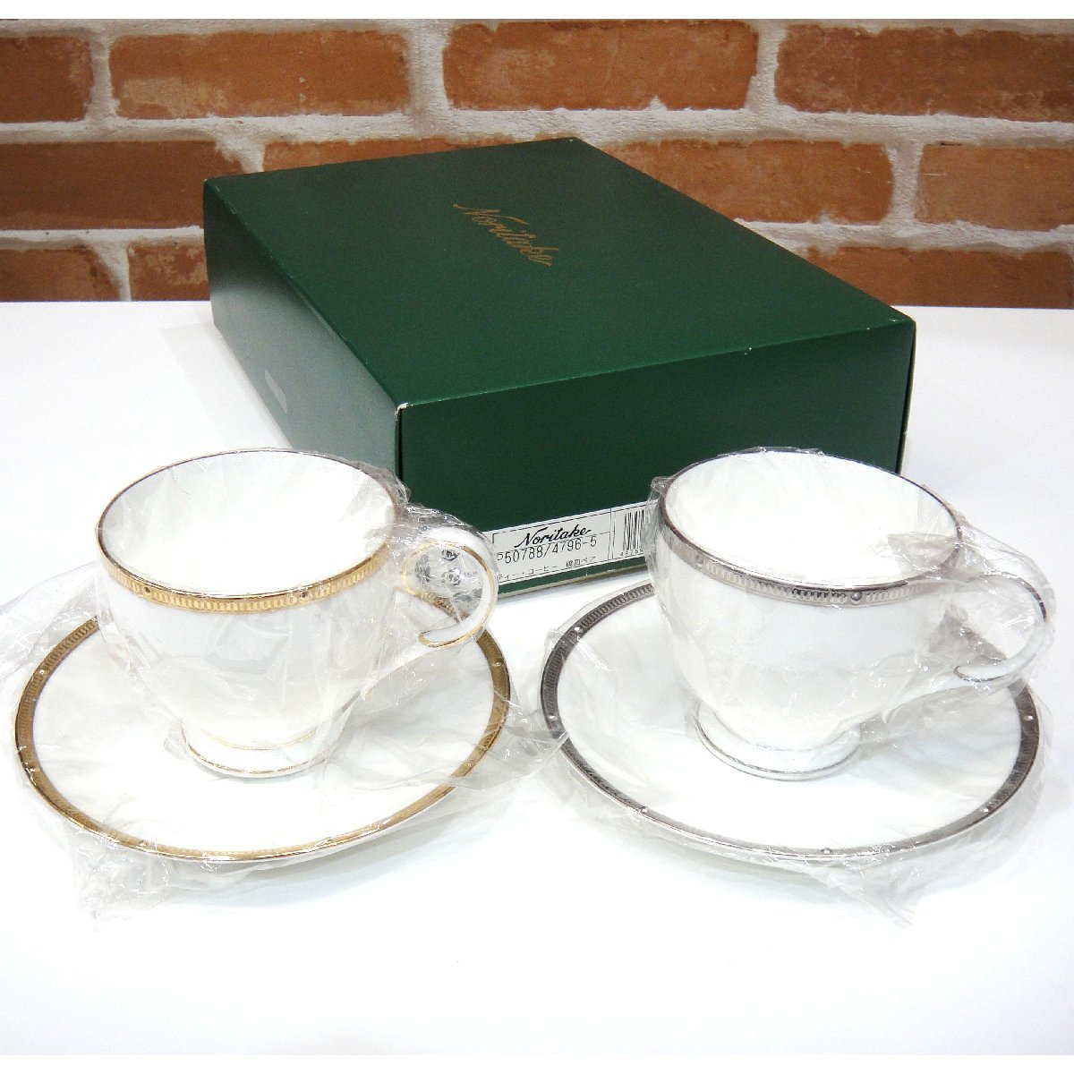 1356T　ノリタケ Noritake ティー コーヒー 碗皿ペア カップ＆ソーサー ロシェルゴールド ロシェルプラチナ