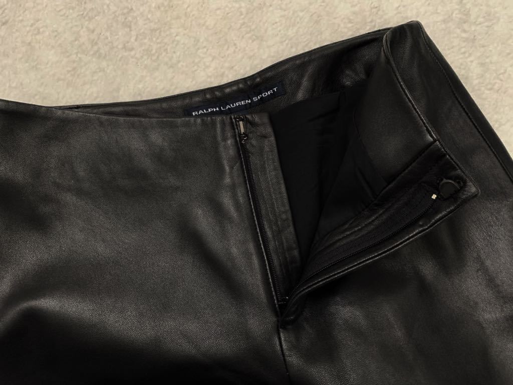 RALPH LAUREN SPORT 羊革レザーパンツ size9 ラルフローレン スポーツ シープスキン ブラック