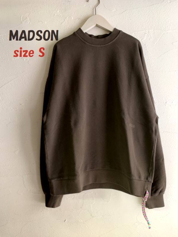 新品最大値下げ MADSON　マッドソン　綿100％　裏毛素材 クルーネックスウェットシャツ トレーナー　ブラウン　サイズS 参考価格24,200