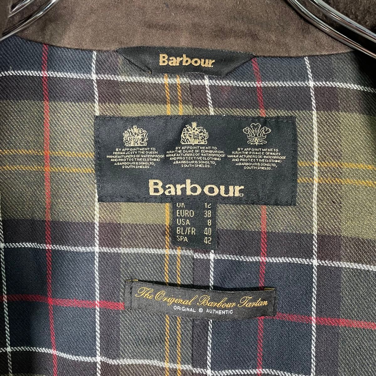 【人気】Barbour  バブアー  オイルドジャケット　茶緑　ロゴ　チェック