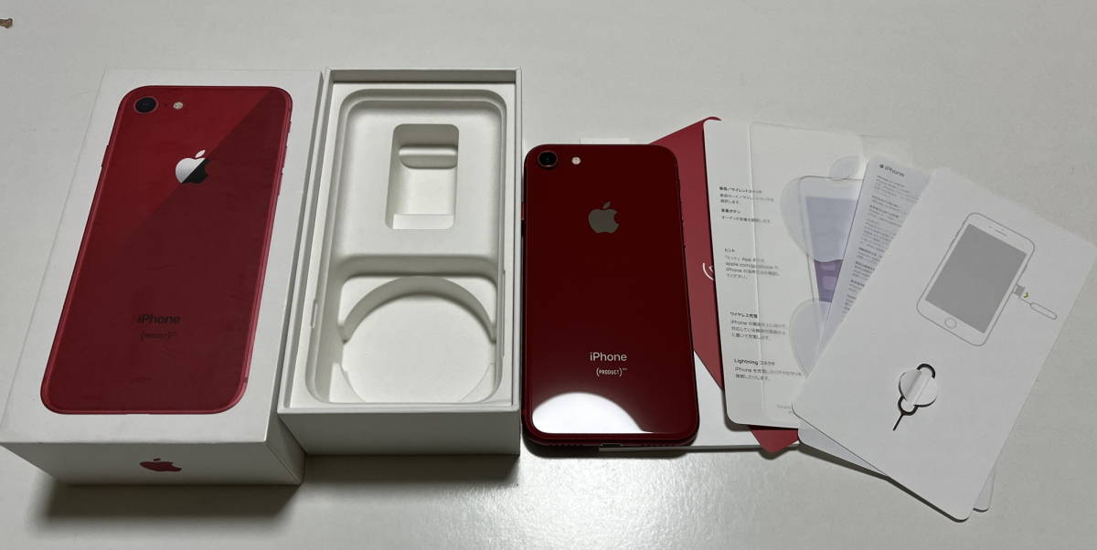 傷少ない iPhone 8 64GB RED 赤 docomo ドコモ SIMフリー SIMロック解除 中古_一式