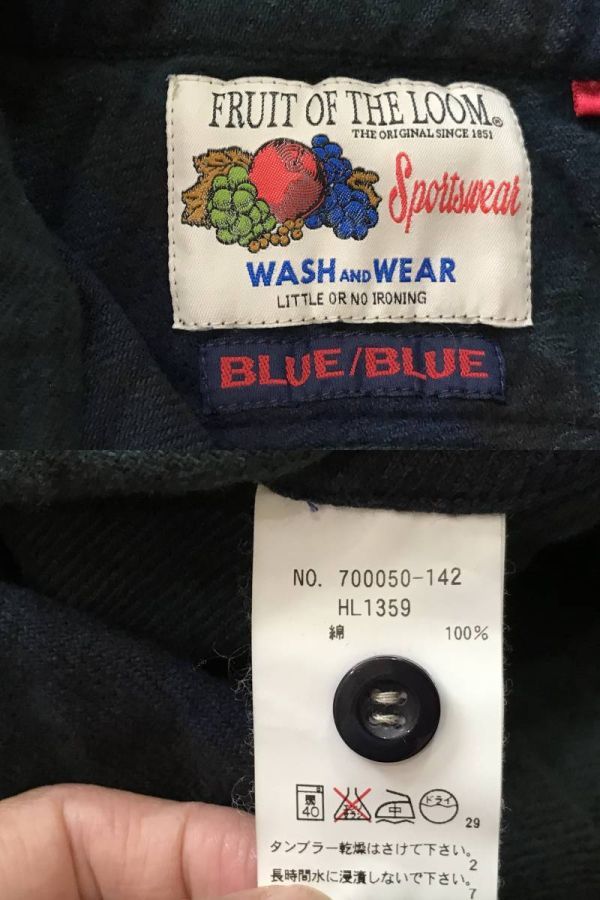 ※ブルーブルーBLUE BLUE × ブルーブルー フルーツオブザルーム FRUIT OF THE LOOM WASH AND WEAR 聖林公司 チェック 長袖 ワンピ BJAI.I_画像3