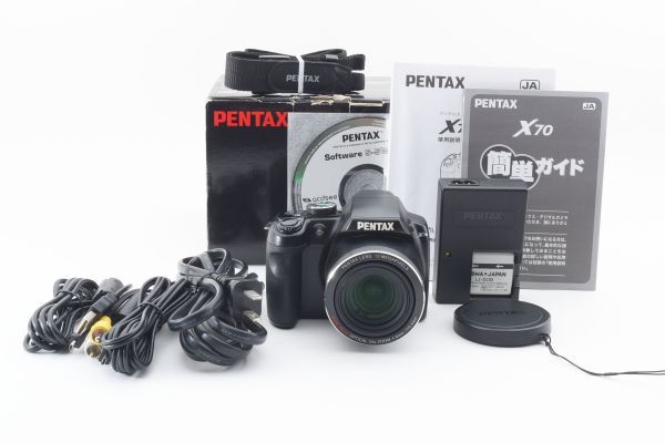 [Rank:AB] 動作確認済 Pentax X70 Black Compact Digital Camera ブラック コンパクトデジタルカメラ ペンタックス 元箱付 ほぼ美品 #6169