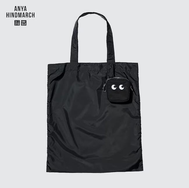 【USA★Anya Hindmarch x UNIQLO★アニヤハインドマーチ x ユニクロ (USA)】パッカブルバッグ★限定コラボ★エコトートバッグ★黒_＊参考画像