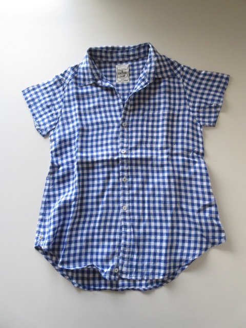 美品 CLOTH&CROSS / クロス&クロス リネンチェックブラウス WHITE×BLUE / レディース ハグオーワー シャツ_画像3