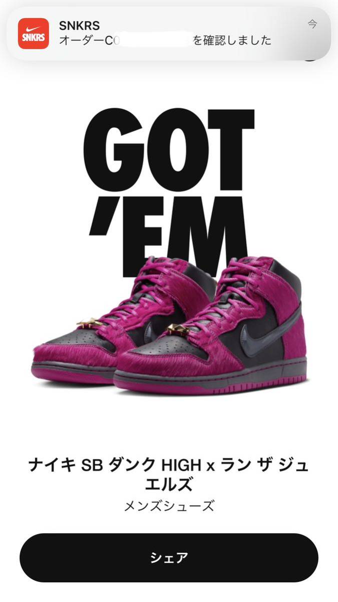 RUN THE JEWELS × NIKE SB DUNK HIGH QS ACTIVE PINK AND BLACK DX4356-600 US8.5/26.5cm 23/4/20発売 SNKRS購入 国内正規 ナイキ ダンク