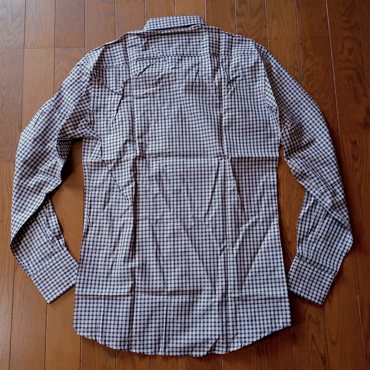 [ezsh1] new goods Ermenegildo Zegna Ermenegildo Zegna long sleeve shirt S size white × Brown white / tea pin check pattern regular price 37,400 jpy 