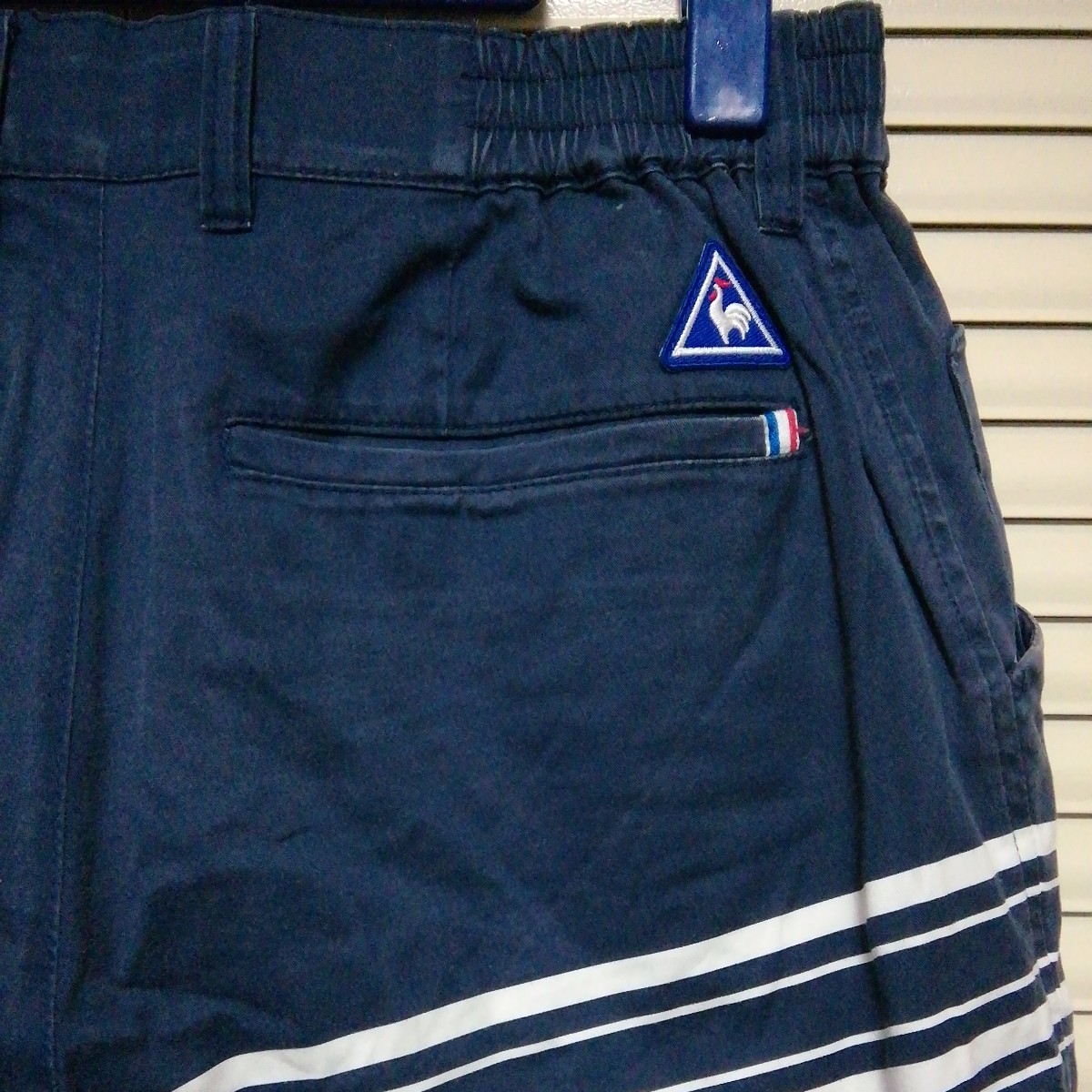 ★【古着】le coq sportif(ルコックスポルティフ)　ハーフパンツ(半ズボン)　Mサイズ　紺(ネイビー)、白　ボーダー柄_画像7