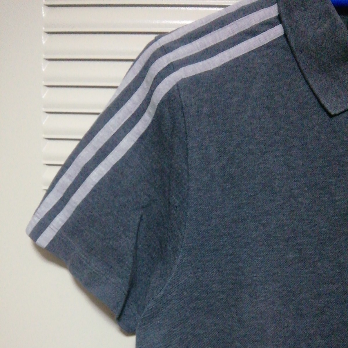 ★【古着】adidas(アディダス)　半袖　ポロシャツ　Lサイズ　グレー_画像3