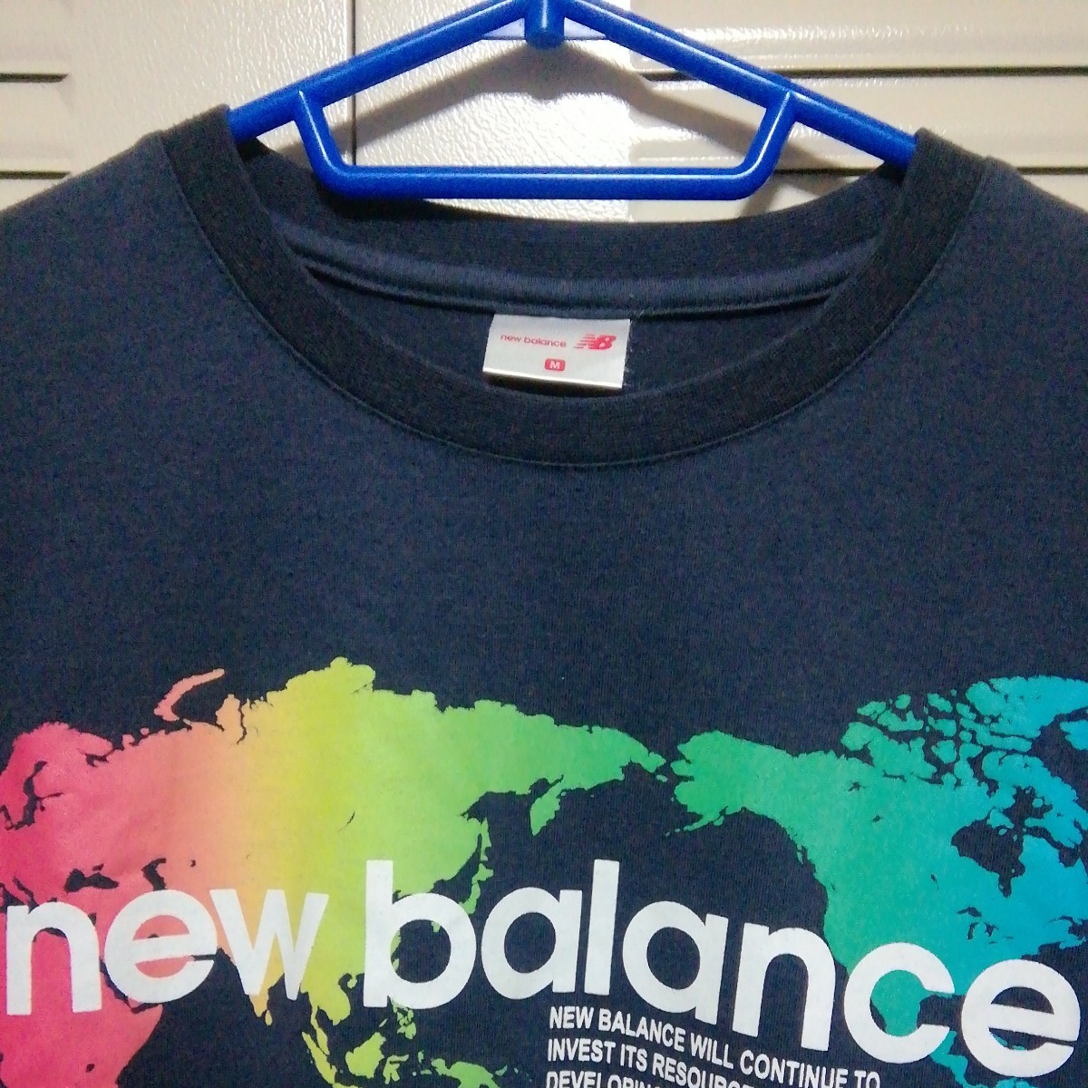 ★【古着】new balance(ニューバランス) 半袖 Tシャツ Mサイズ 紺(ネイビー) プリントの画像2