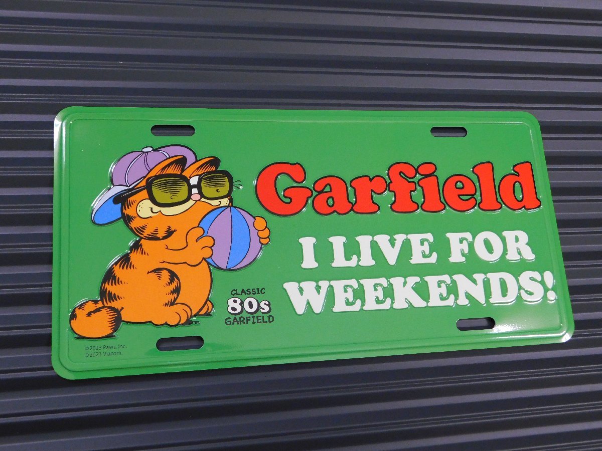 【GARFIELD・ガーフィールド】※《ライセンスプレート／Garfield・グリーン】　アメリカン雑貨　ナンバープレート_画像1