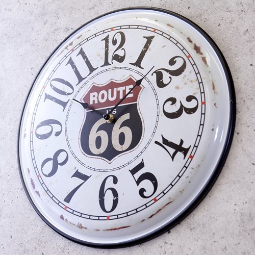 【ホワイト】※《アンティークメタルクロック・US ROUTE66》　アメリカン雑貨　ブリキ看板　メタルサイン　時計_画像4