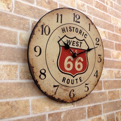 【ホワイト】※《レジェクションカフェクロック・WEST US ROUTE66》 アメリカン雑貨 ＭＤＦ材 木製 時計の画像3