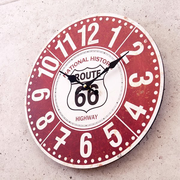 【Historic Highway】※《アンティークＭＤＦクロック・ROUTE66》　アメリカン雑貨　ＭＤＦ材　木製　時計_画像3
