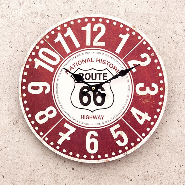 【Historic Highway】※《アンティークＭＤＦクロック・ROUTE66》　アメリカン雑貨　ＭＤＦ材　木製　時計_画像1