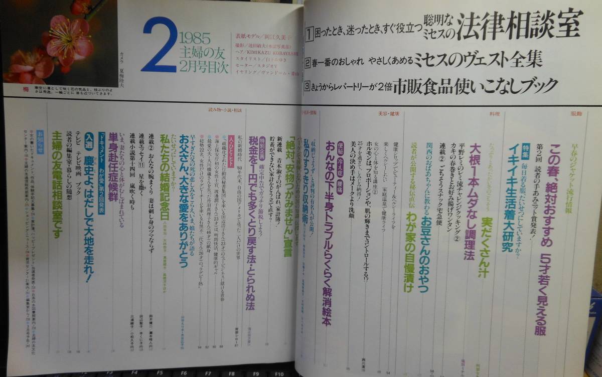 主婦の友　昭和60年2月号 　表紙　岡江　久美子　3大付録　付_画像2