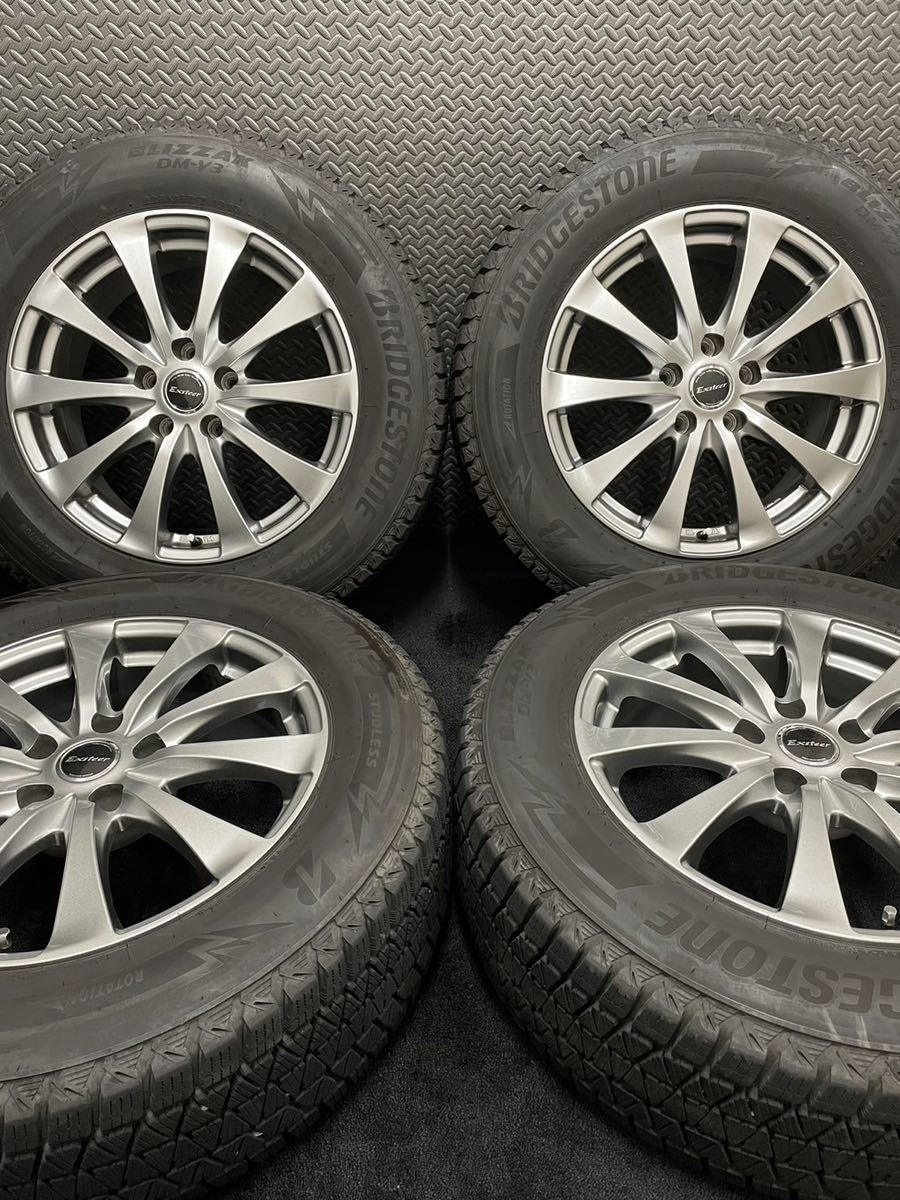 225/65R17 BRIDGESTONE/DM-V3 20年製 Exsteer 17インチ 7J＋38 114.3 5H スタッドレス 4本 ブリヂストン ハリアー RAV4 (6-B949)_画像1