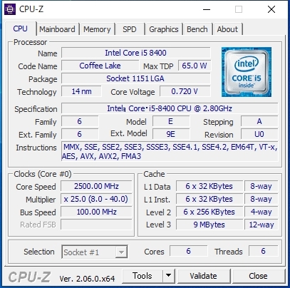 【中古】Intel CPU Core i5 8400 SR3QT 2.8GHz CPU本体のみ_画像6