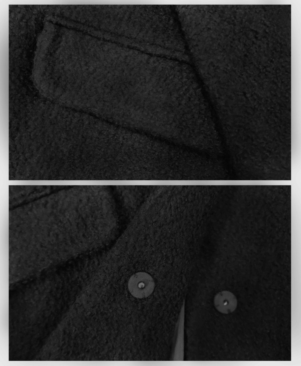 ウール調 チェスターコート メンズ 黒　ブラック コート チェスター アウター ウール ロングコート 厚手 体型カバー コート_画像3