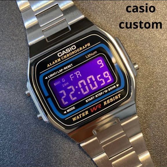 【新品/送料込】カシオ チープカシオ デジタル 腕時計 紫 液晶反転 レトロ 調　g-shock alba timex 好きにも_画像1