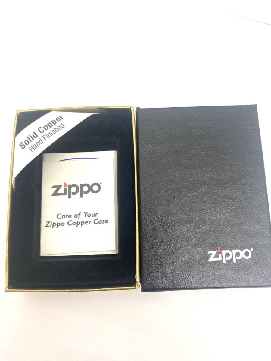 【T】ZIPPO　ジッポライター　ソリッドカッパー　プレーン　オイルライター　USA　喫煙具　未使用品　箱付き　【802】_画像5