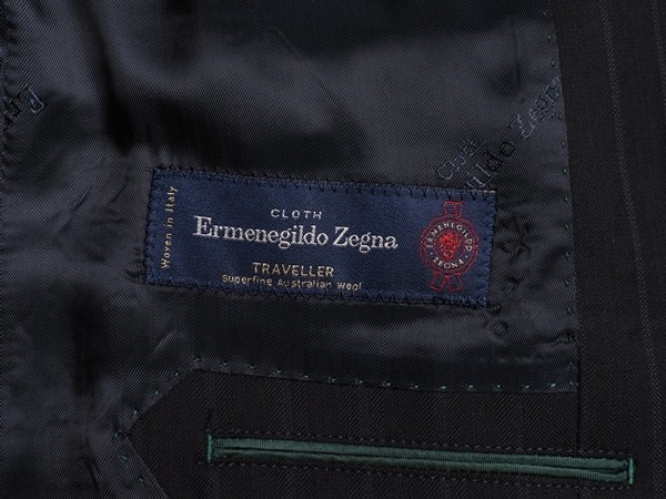 新品17.3万円 大手百貨店扱い 秋冬『Ermenegildo Zegna ゼニア TRAVELLER 伊製生地』ウール100% ストライプ スーツA5濃紺(A) 1010481_画像7