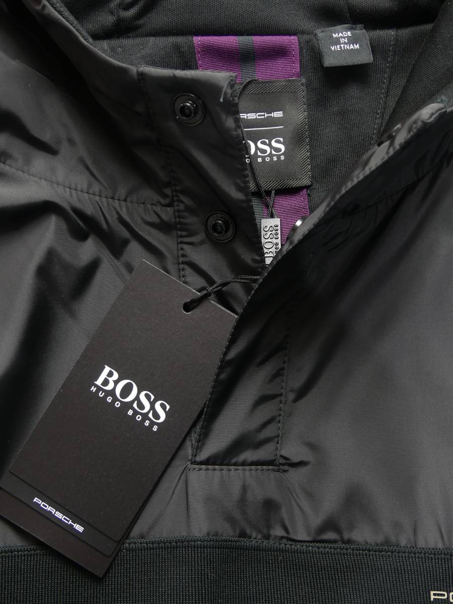 秋冬物71,000円新品BOSSボス★BOSS×PORSCHEポルシェデザイン フーディー黒プルオーバーブルゾン【欧米M＝日本L】_画像8