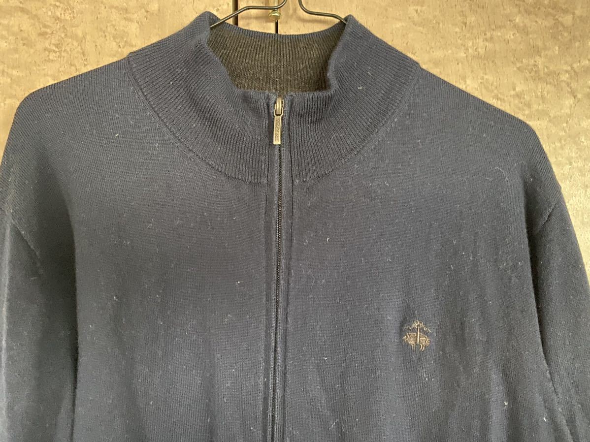 BROOKSBROTHERS ブルックスブラザーズ ジップアップ ニット セーター ハイネック ネイビー XL 紺 ウール100% ゴルフウェア / 中古 USED_画像2