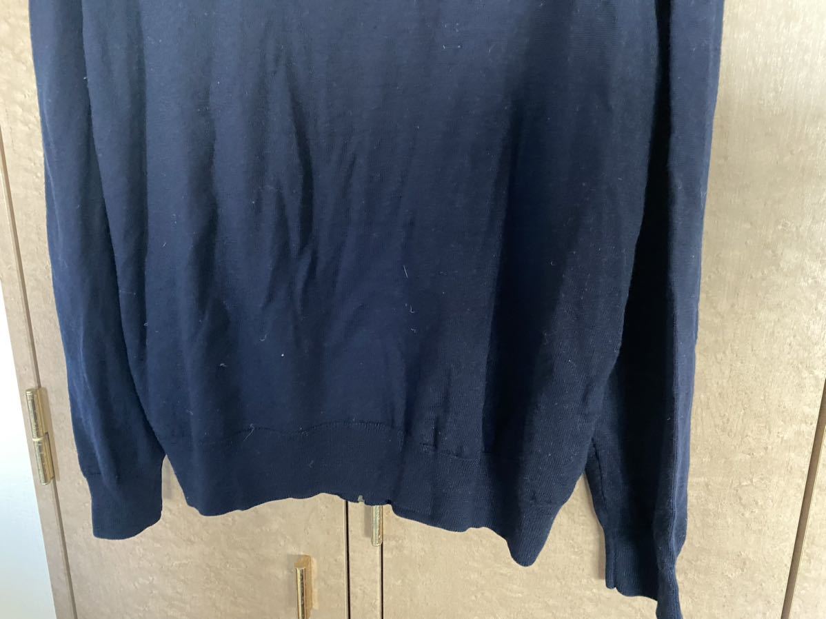 BROOKSBROTHERS ブルックスブラザーズ ジップアップ ニット セーター ハイネック ネイビー XL 紺 ウール100% ゴルフウェア / 中古 USED_画像8