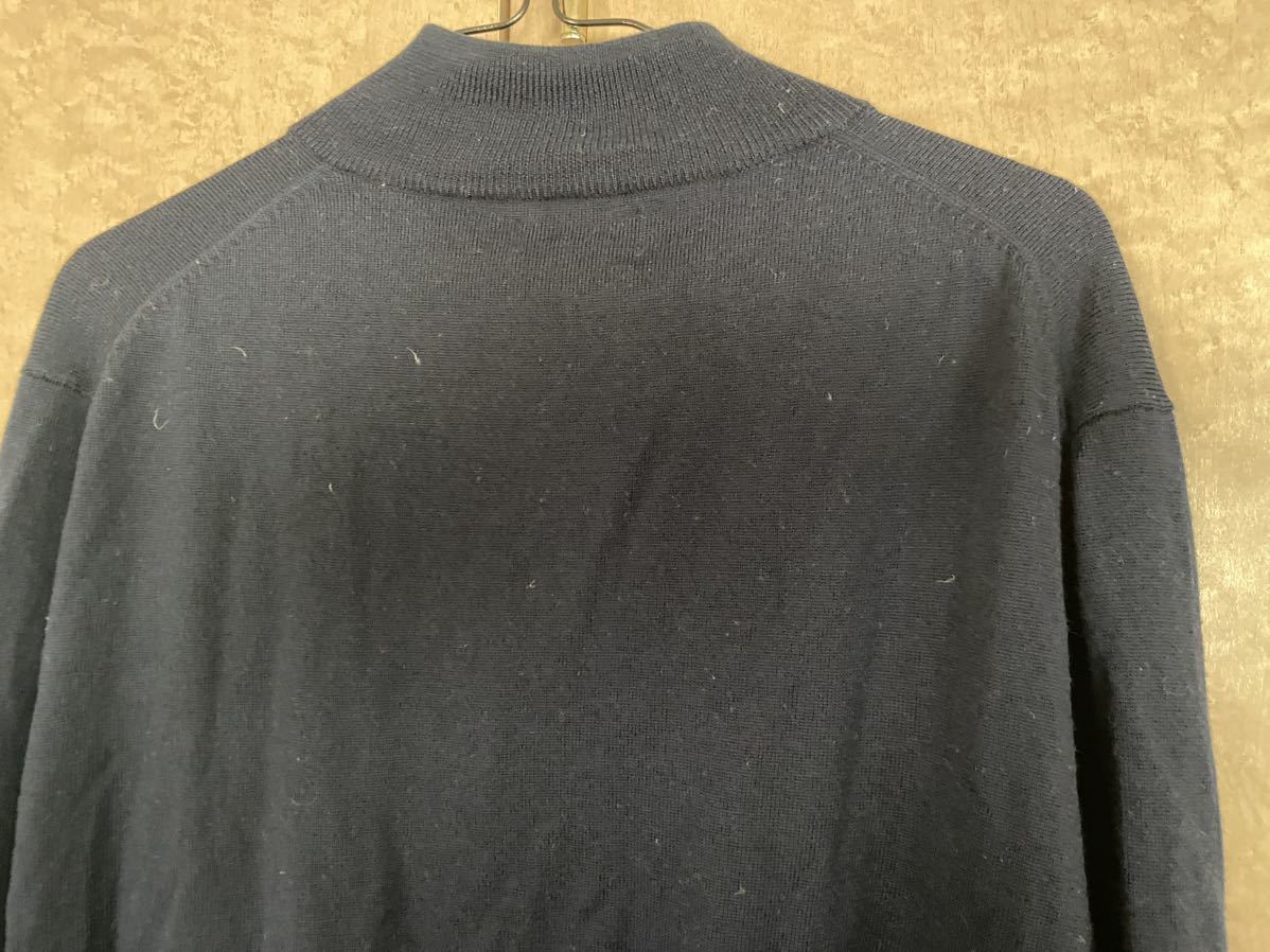 BROOKSBROTHERS ブルックスブラザーズ ジップアップ ニット セーター ハイネック ネイビー XL 紺 ウール100% ゴルフウェア / 中古 USED_画像7