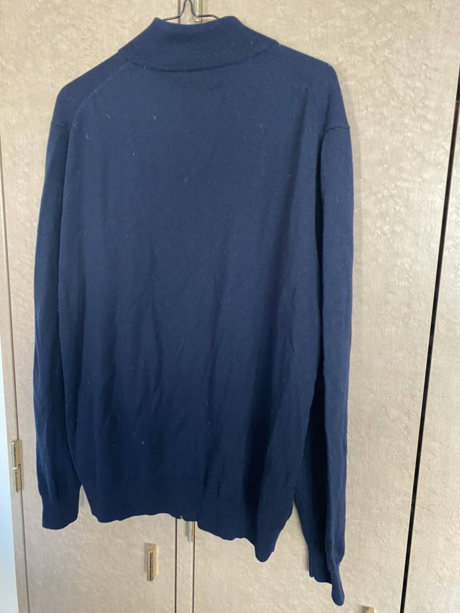 BROOKSBROTHERS ブルックスブラザーズ ジップアップ ニット セーター ハイネック ネイビー XL 紺 ウール100% ゴルフウェア / 中古 USED_画像6